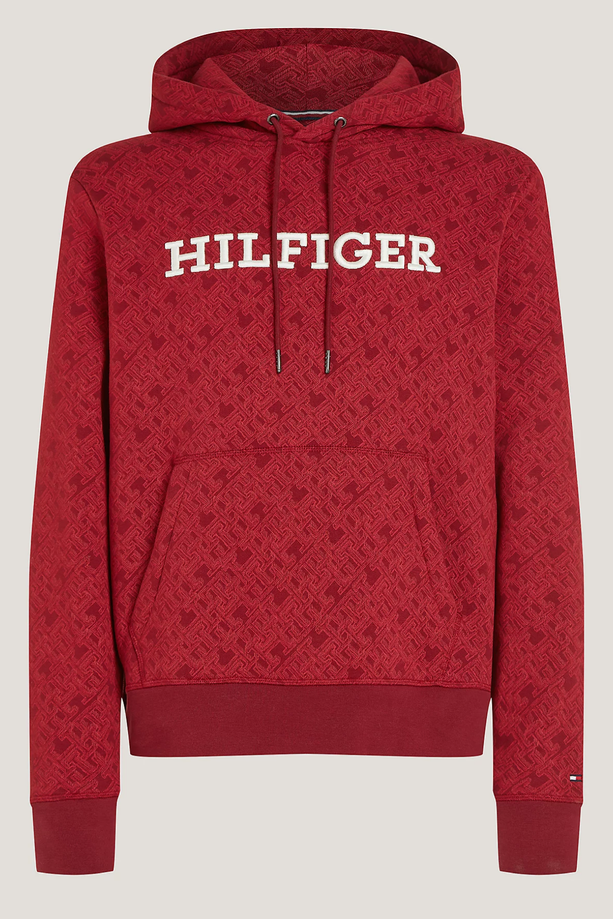 Tommy hilfiger felpa con cappuccio e stampa di monogrammi rosso