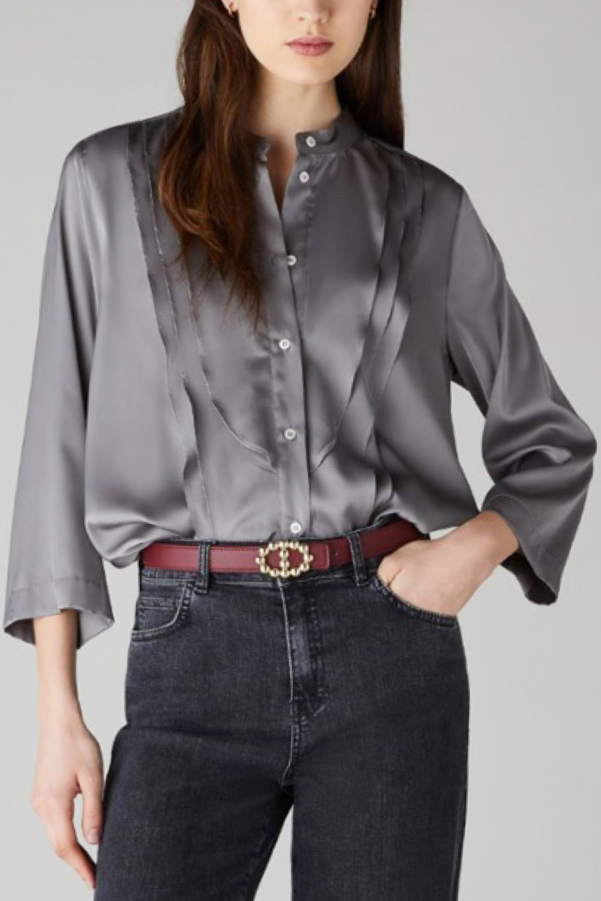 Emme camicia con volant grigio