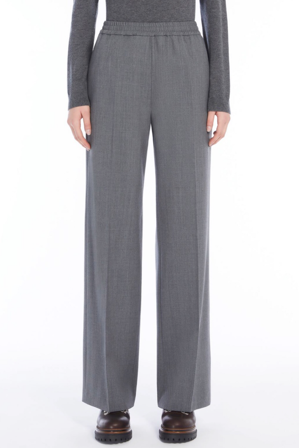 Weekend max mara pantalone in gabardina di lana grigio